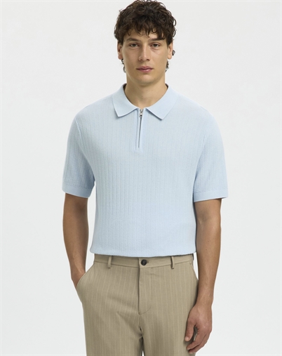 Selected - SLHCran Strik Structure Zip Polo - Skyway
